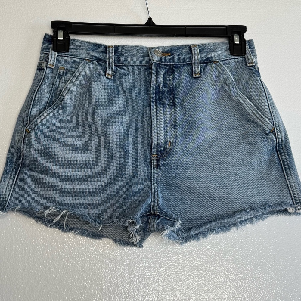Agolde Cooper Cutoff Raw Hem Jean Shorts Women 27 High Rise Cotton Light Blue